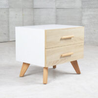 Table de nuit scandinave à deux tiroirs Beige