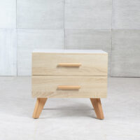 Table de nuit scandinave à deux tiroirs Beige – Image 2