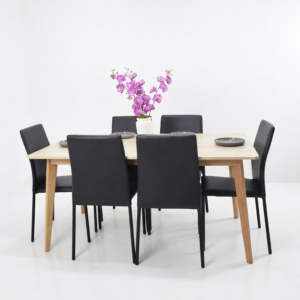 Salle à Manger Scandinave Luxury-160x90 cm-6 Places-Noir – Image 3