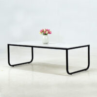 Table Basse U 120x60cm grès blanc gris