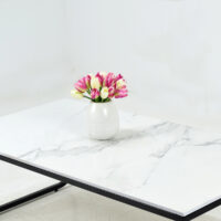 Table Basse U 120x60cm grès blanc gris – Image 2