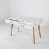 Bureau Scandinave 2 Tiroirs 120X60X80cm Blanc – Image 2