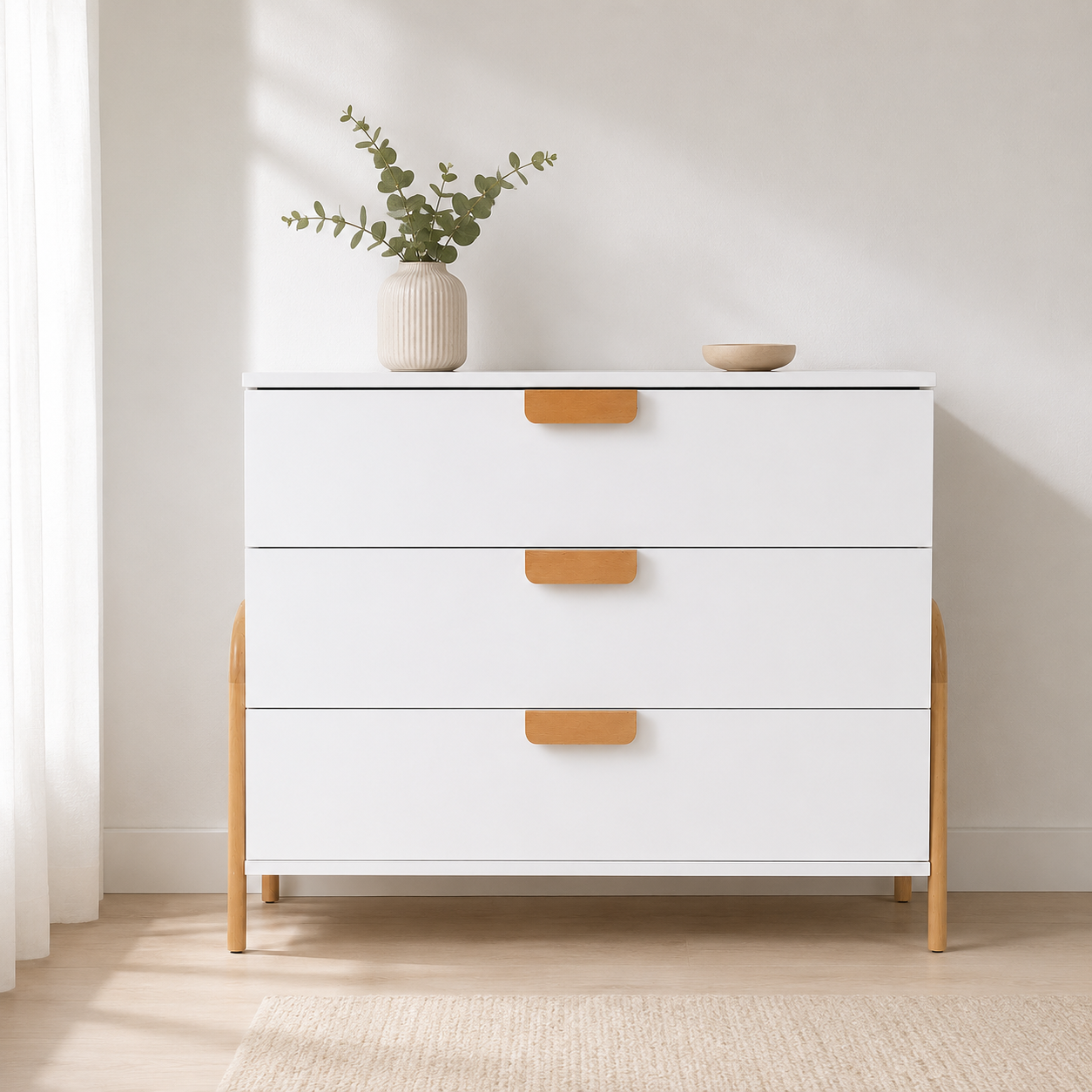 Commode U Trois Tiroirs Blanc – Image 2