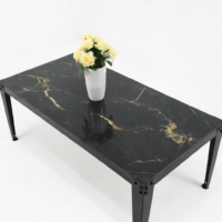 Table Basse Métallique W -120x60cm- Grès à la masse-Noir Marbre – Image 3