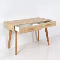 Bureau Scandinave 2 Tiroirs 120X60X80cm Décor Beige – Image 2