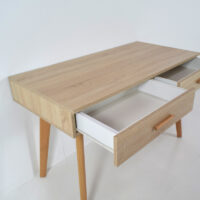 Bureau Scandinave 2 Tiroirs 120X60X80cm Décor Beige – Image 3