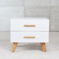 Table de nuit scandinave à deux tiroirs Blanc – Image 2