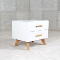 Table de nuit scandinave à deux tiroirs Blanc