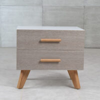 Table de nuit scandinave à deux tiroirs Grège – Image 2