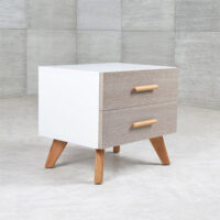 Table de nuit scandinave à deux tiroirs Grège