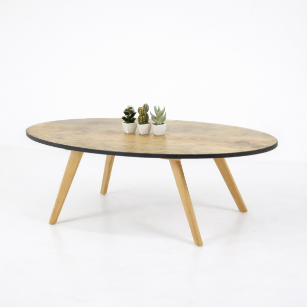Table basse ovale bois – design moderne – Tunisie
