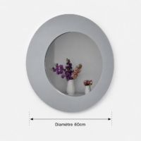 Miroir mural rond avec large cadre blanc au design moderne, idéal pour le salon, l'entrée, la chambre ou la salle de bain.