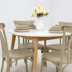 Salle à manger Scandinave Paris – Ronde 100 cm – 4 places – Grège – Image 3