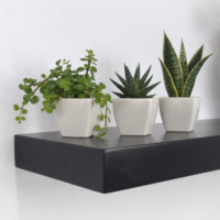 Étagère murale flottante noire avec accessoires décoratifs modernes, idéale pour salon, bureau, chambre ou entrée.