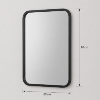 Miroir mural rectangulaire premium avec cadre noir mat et coins arrondis, idéal pour salle de bain, entrée, chambre, dressing ou salon moderne.