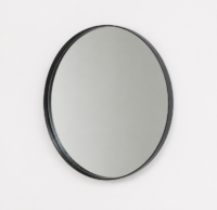Miroir rond mural avec cadre noir au design moderne, idéal pour la salle de bain, l'entrée, le salon ou la chambre.