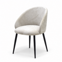 Chaise de salle à manger beige avec dossier enveloppant et pieds noirs