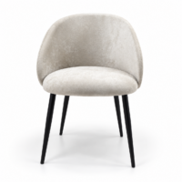 Chaise de salle à manger beige avec dossier enveloppant et pieds noirs