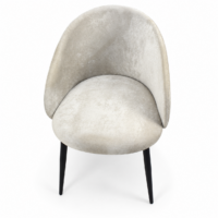Chaise de salle à manger beige avec dossier enveloppant et pieds noirs