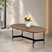 Table Basse Métallique Ovalia- 120x60cm- Noisette – Image 2